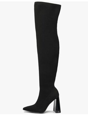 Cape Robbin Black Stretch Over-the-Knee Block Heel Boots